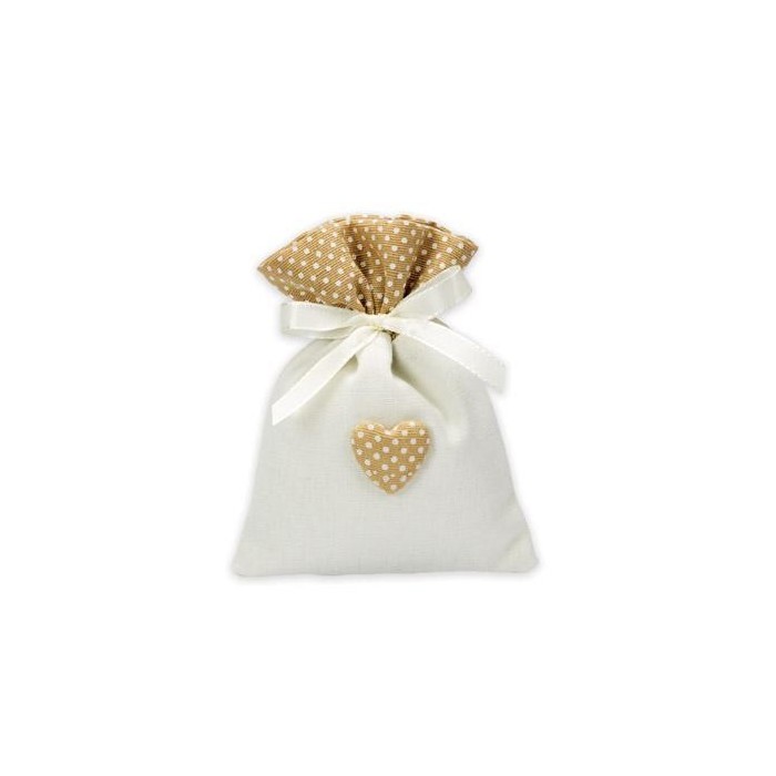 SACCHETTO CON CUORE APPL POIS 50-10 BEIGE